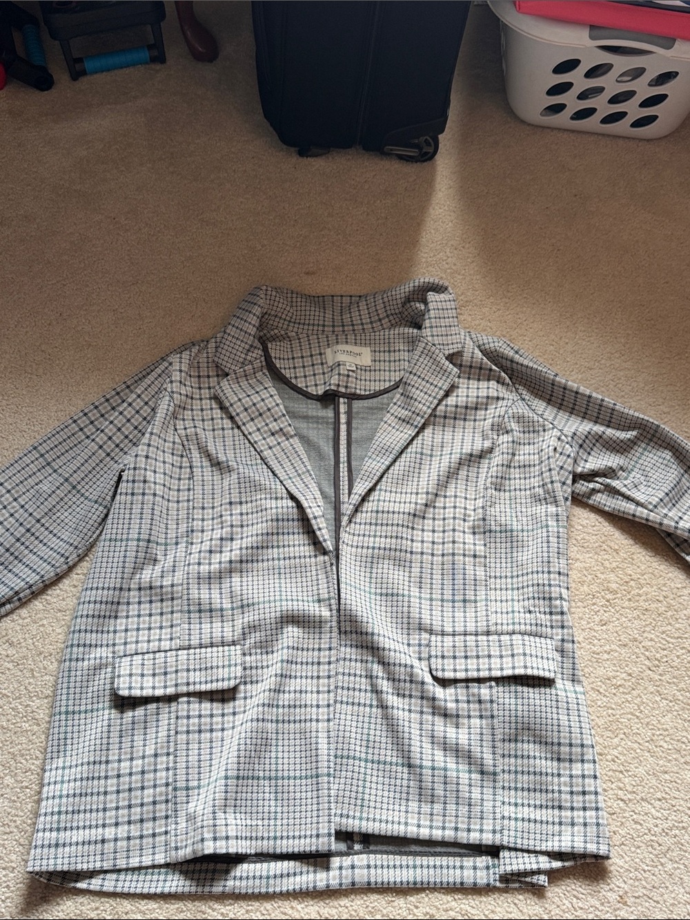 Liverpool Gray Checked Blazer Jacket
